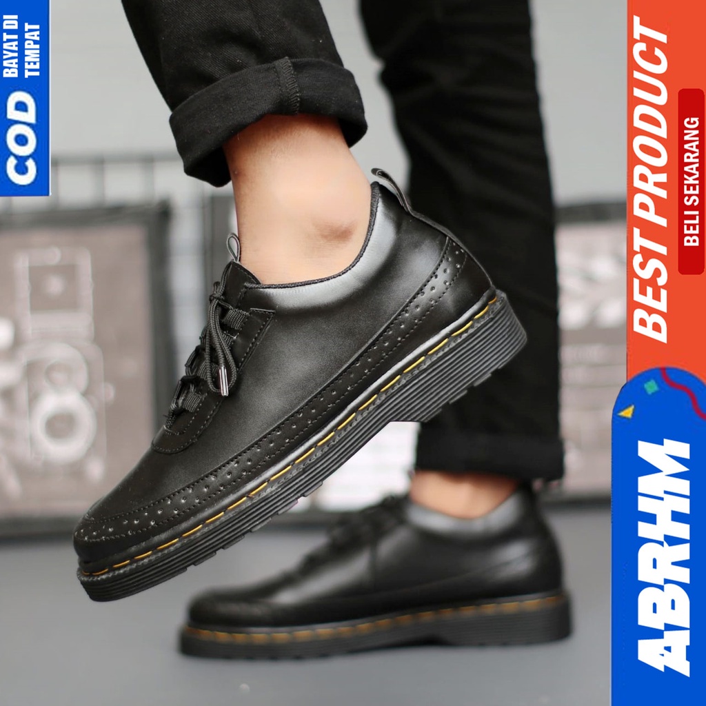 Sepatu Formal Docmart Hitam Pantofel Pria Kerja Kantor Hitam Abrhm Alpes