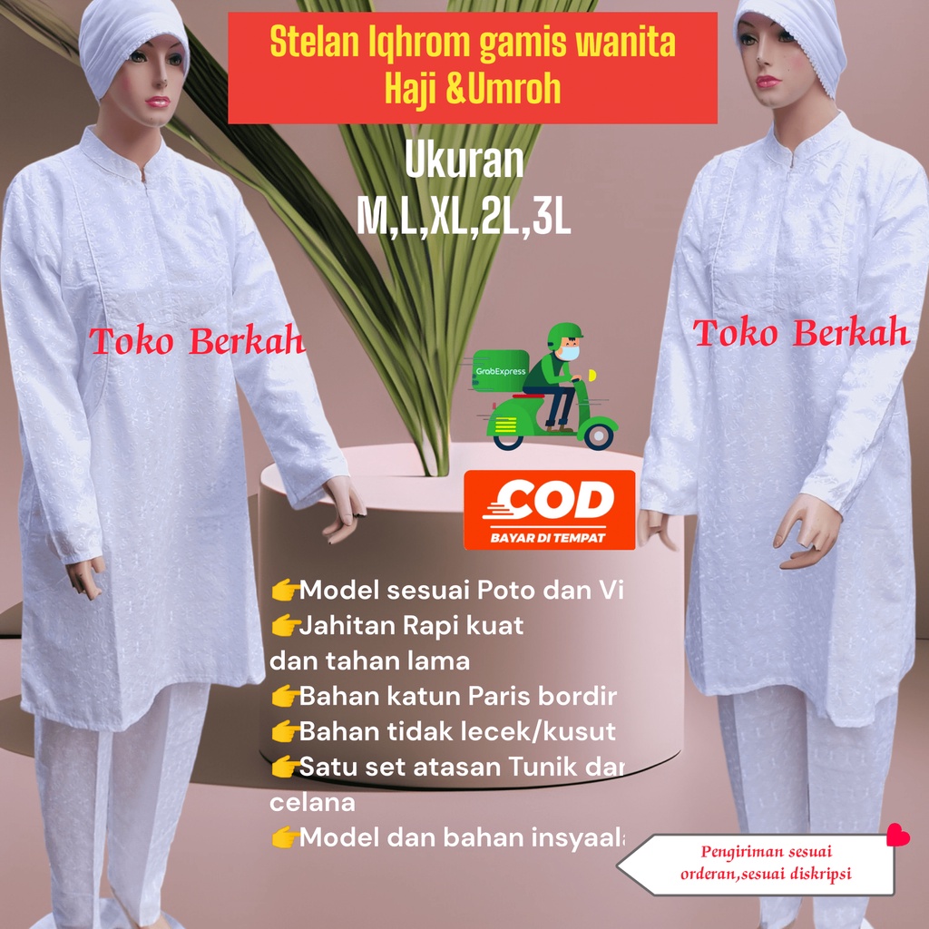 setelan iqhrom haji dan umroh wanita atasan tunik dan celana