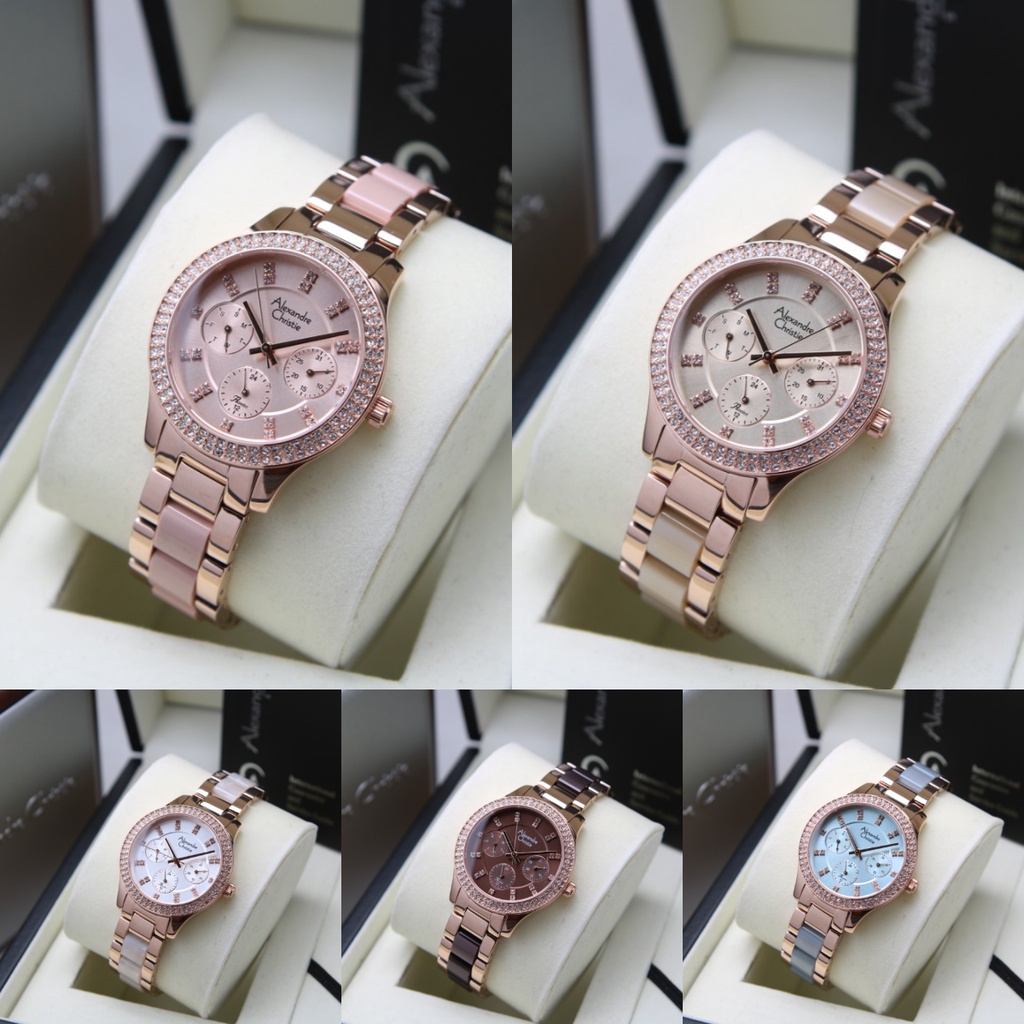 ORIGINAL Jam Tangan Wanita Alexandre Christie AC 2933 / AC2933 / 2933 / AC 2A31 / AC2A31 / 2A31 / AC 2A32 / AC2A32 / 2A32 / AC 2A60 / AC2A60 / 2A60 Garansi Resmi 1 Tahun, Stainless Combinasi Keramic