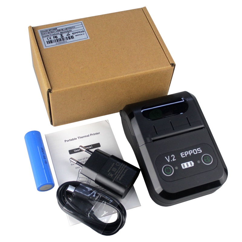 Paket Mobile Printer Bluetooth Thermal EPPOS EPX588 + 10 Roll Kertas,