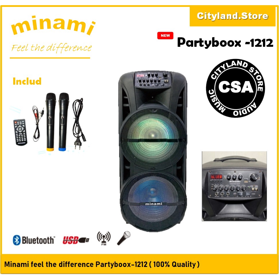 Speaker portable minami partybox 1212 - usb bluetooth