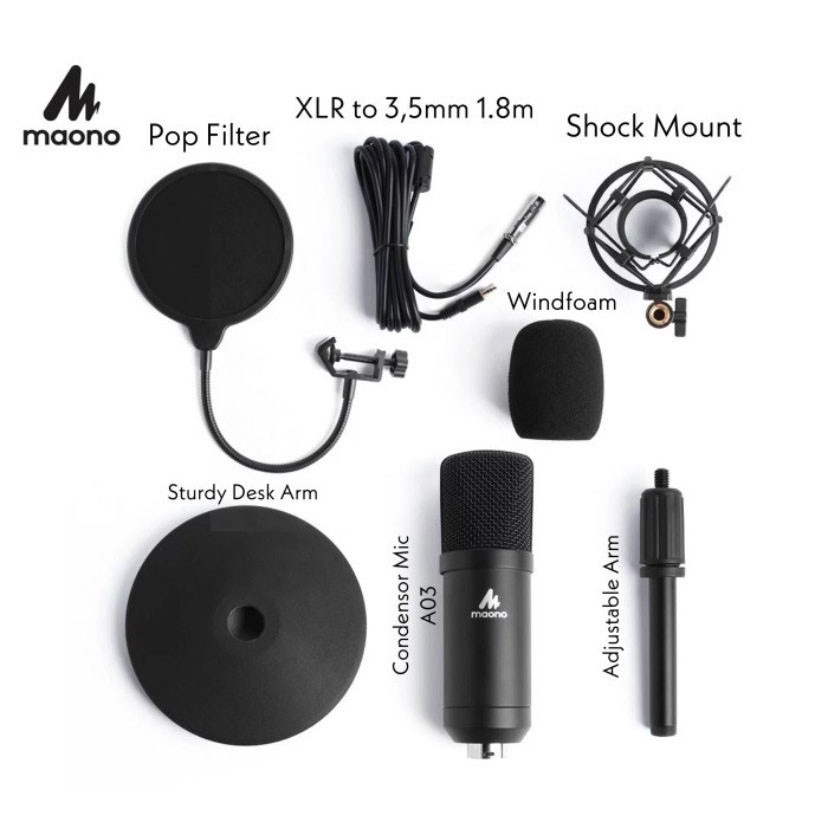 Maono AU-A03T XLR Condenser Podcasting Microphone Kit