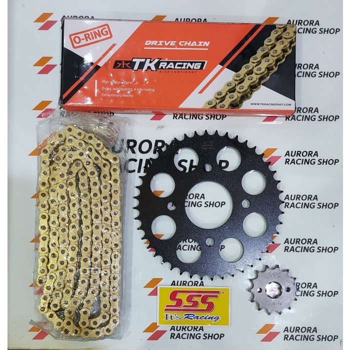 Gear Set Sss Black Cbr 150 R / Cb 150 R & Rantai Tk 428 Oring Gold #Original