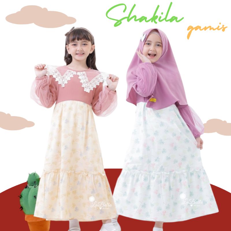 LABELLA Gamis Anak SHAKILA Katun Jepang Purple Ungu Dusty Pink