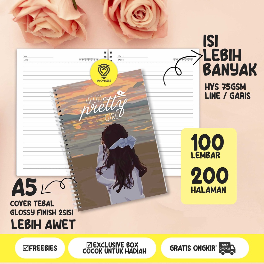 

Notebook A5 Buku Tulis Spiral 200 Motif Pretty Girl Garis Buku Catatan Diary Planner Insomable