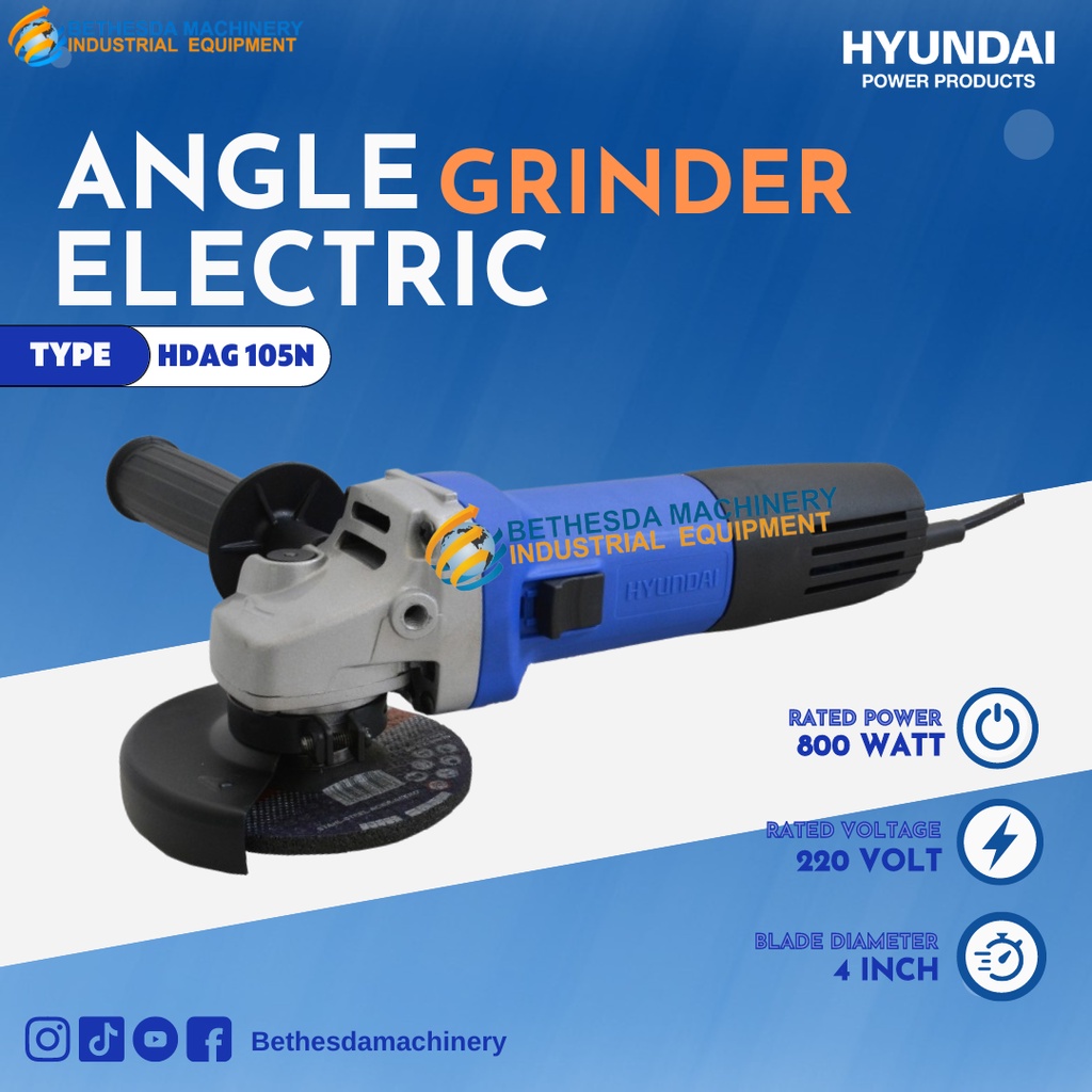 Hyundai Angle Grinder HDAG105N - 4" Mesin Gerinda tangan
