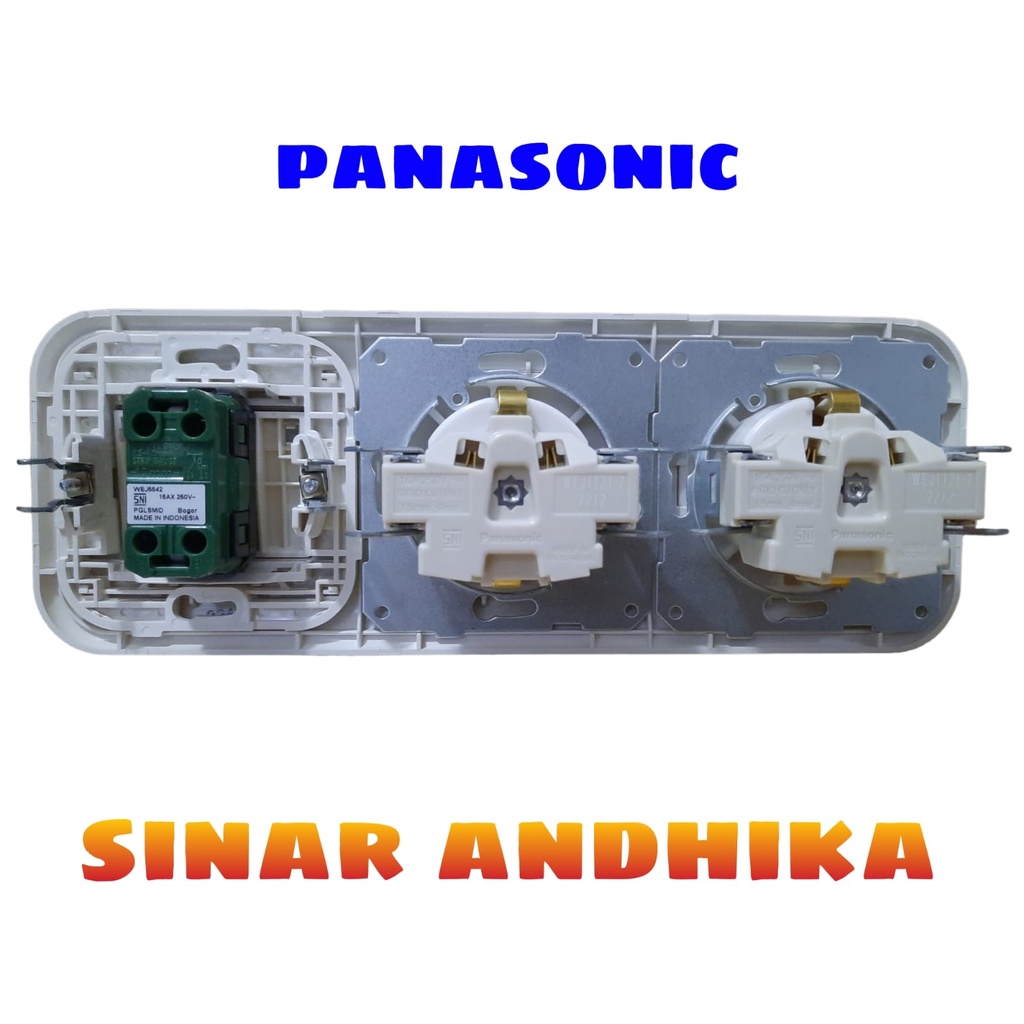 STOP KONTAK DOUBLE (CP) + SAKLAR ENGKEL LEBAR HOTEL PANASONIC WEJ 7823 212142