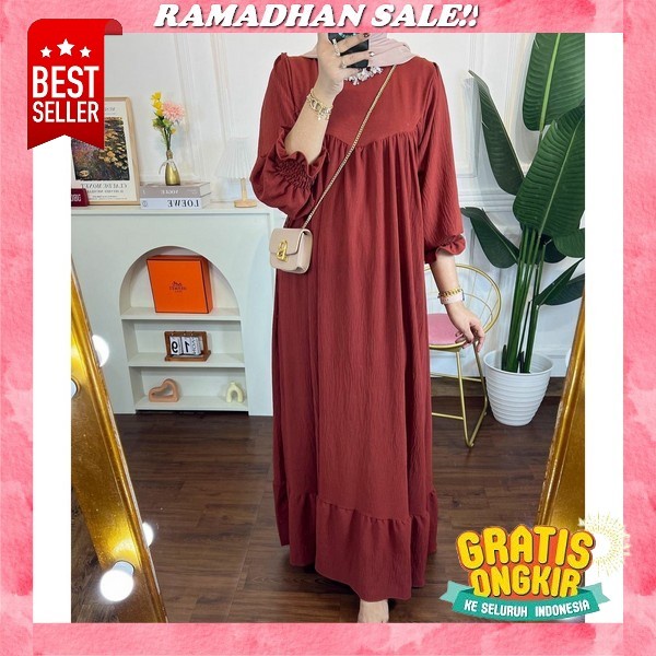 Gamis Abaya Terbaru Turki Matt Ceruty Babydoll Aksen Full Renda Premium Savira Abaya Gamis Putih Mew