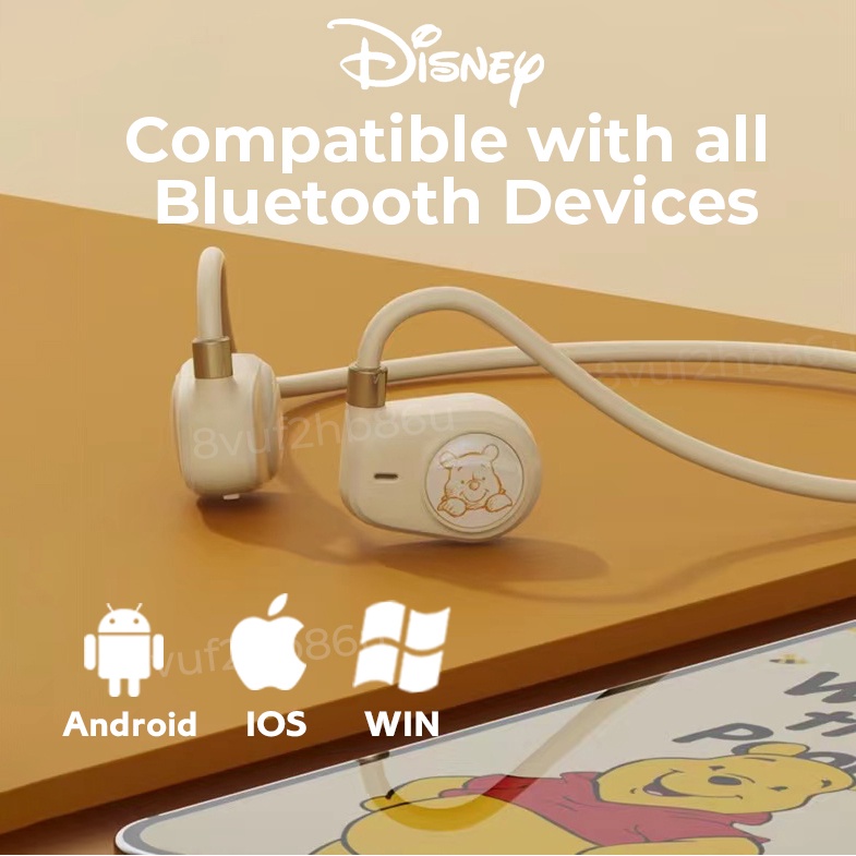 【NEW】100% Original Disney QS-Q2 Wireless Earphone TWS Sports Headset Bluetooth 5.0 konduksi tulang Earhook HiFi Stereo With Mic For Android/iOS