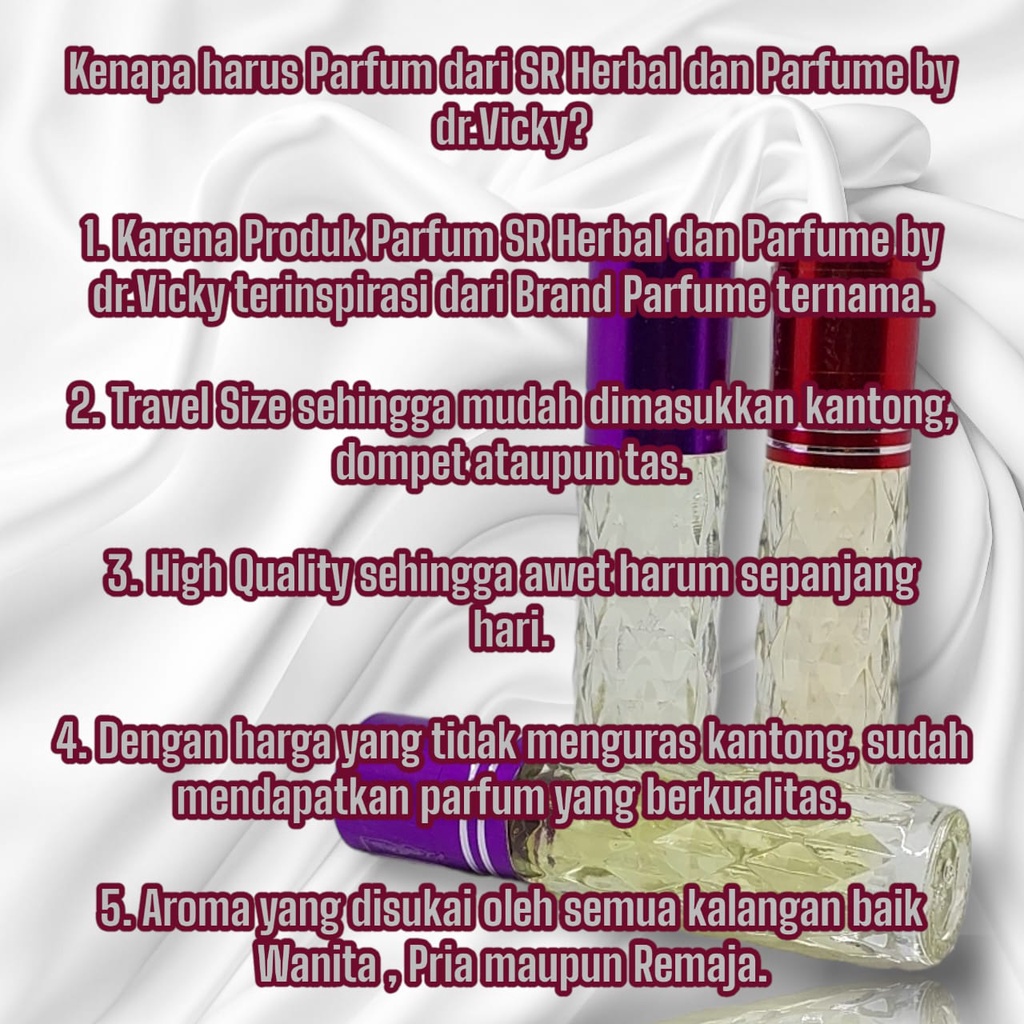Parfum Roll On 7 ml Aroma Searah Syahrin*i SR Herbal Dan Parfume by dr.Vicky Kualitas Reguler Cocok Untuk Dijual Lagi