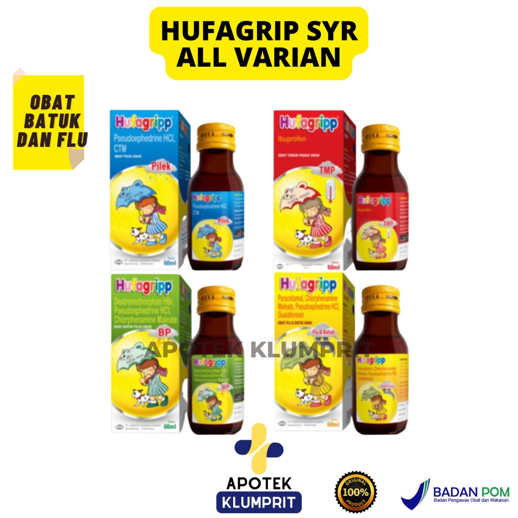Hufagripp sirup All varian / Hufagrip sirup/ Obat batuk anak / Obat demam anak / Obat flu anak