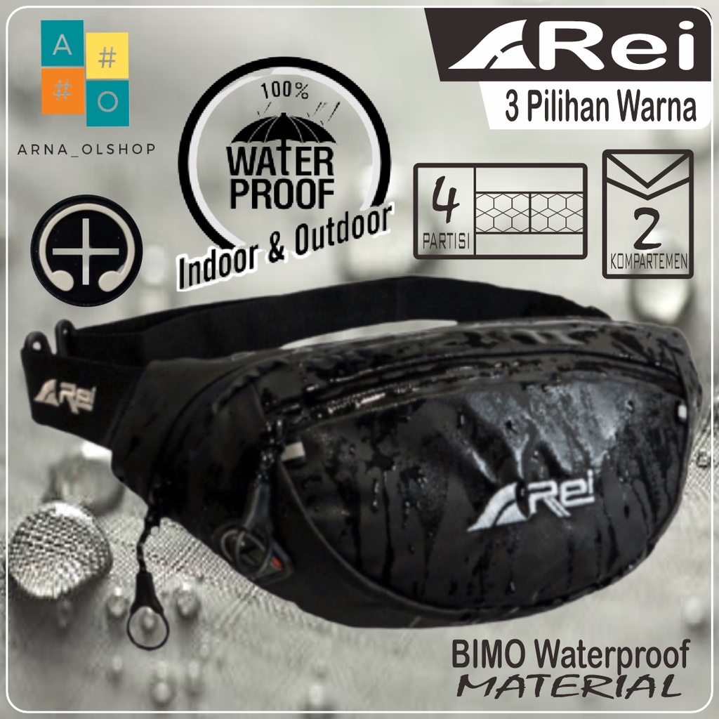 Arei Tas Selempang Pria Waterproof Waist Bag Hezel Pria Anti Air Anti Sobek New
