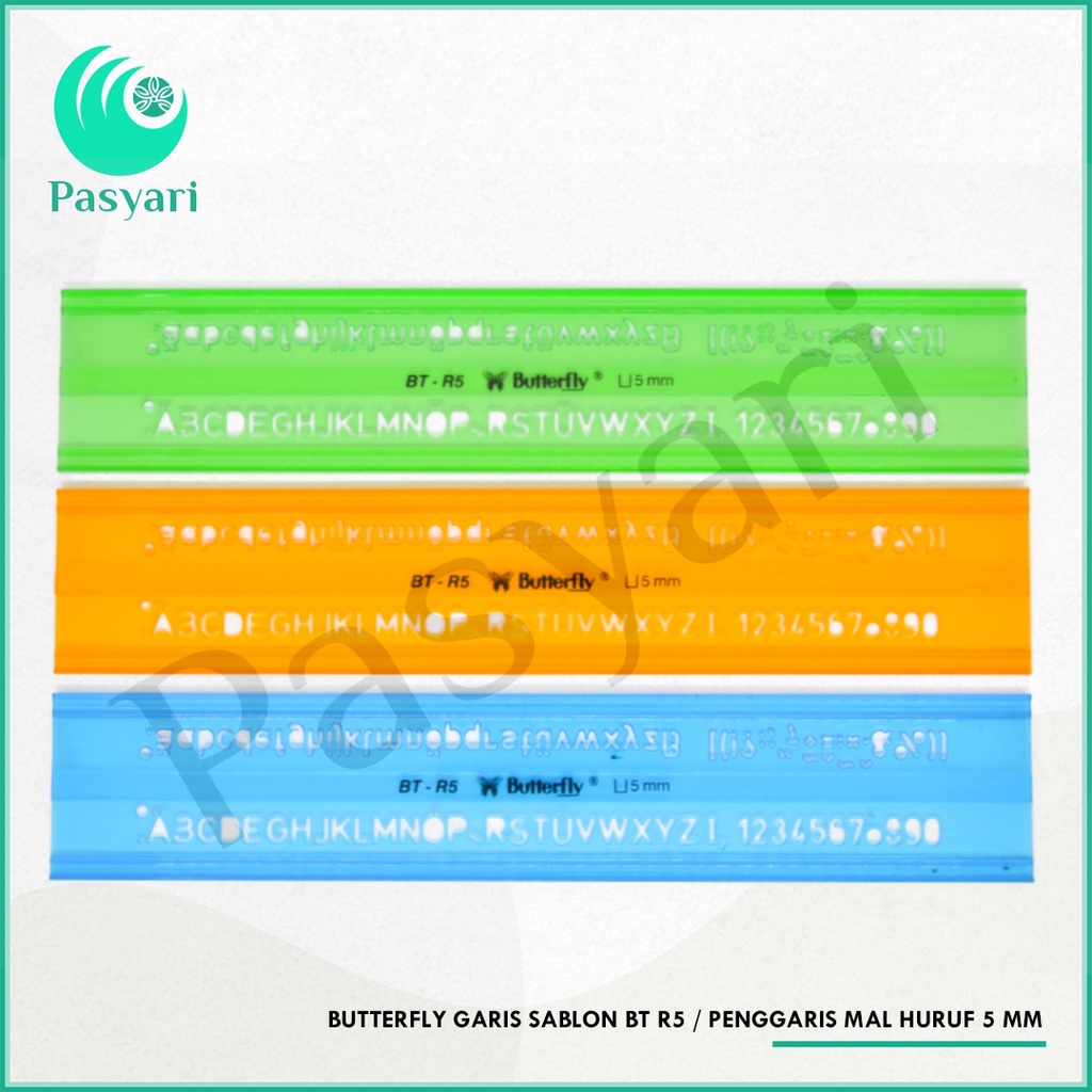 

BUTTERFLY garis SABLON BT R5 / Penggaris Mal Huruf 5 mm