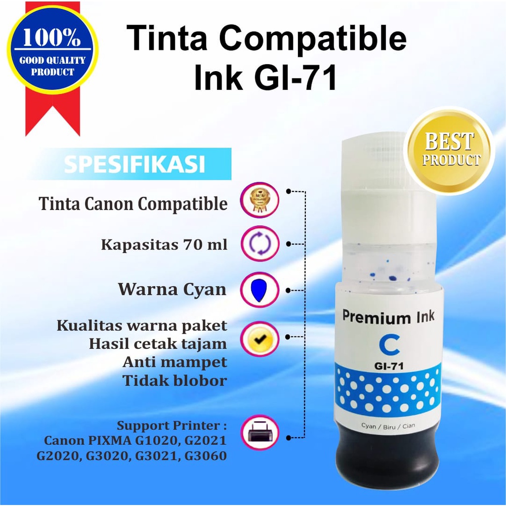 Tinta Canon GI 71 Premium Untuk Printer G1020 G2020 G2021 G2060