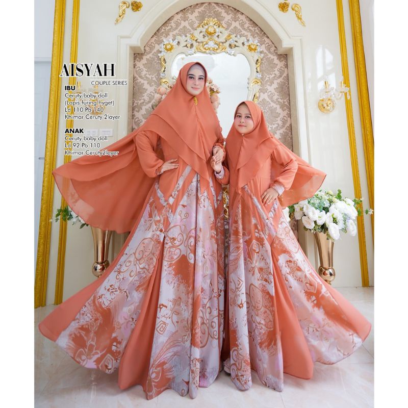 Gamis Set Syar'i Couple Ibu dan Anak | BISA BELI SATUAN | Gamis Set Syari Aisyah | Gamis Set Hijab J
