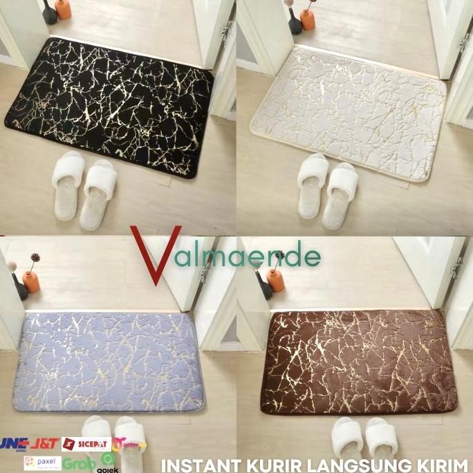 Keset Kamar Mandi Keset Dapur anti Slip Keset Cendol Motif Marmer Daun DISKON