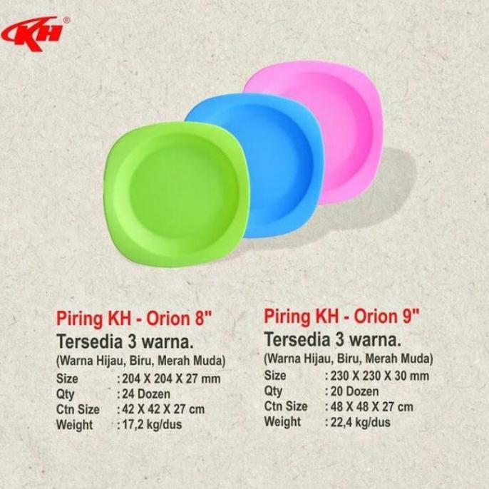 Termurah (1 Lusin) Piring Makan Plastik Segi Tebal New