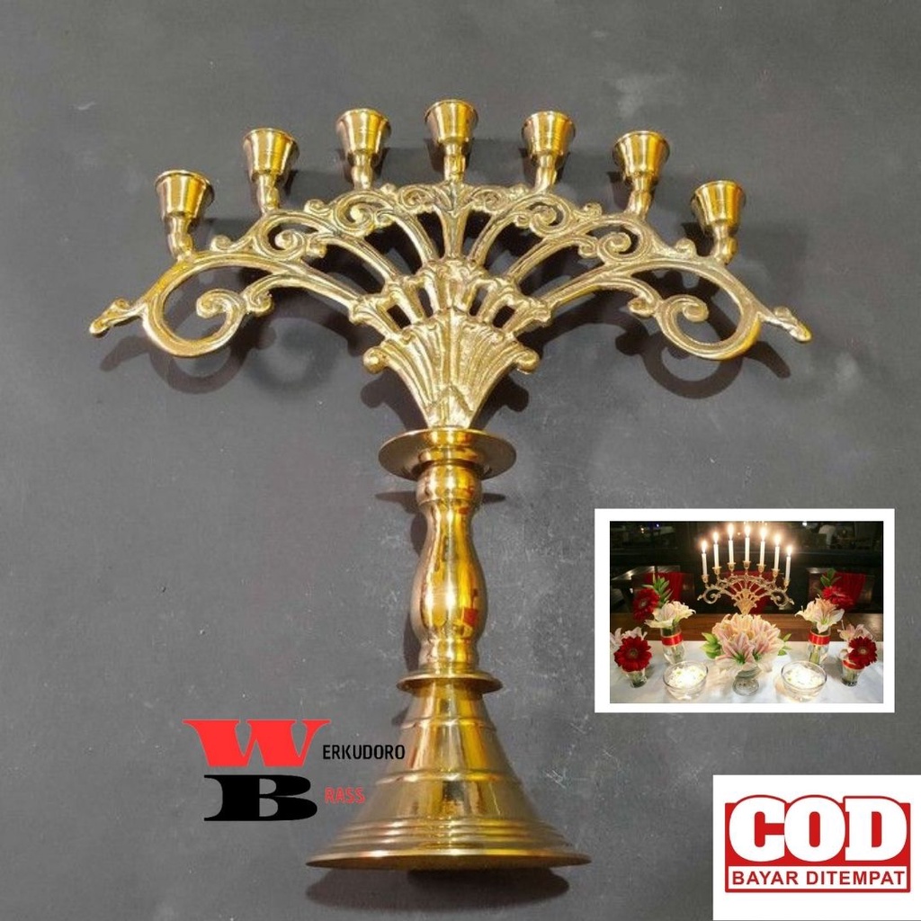 TERMURAH Tempat lilin kuningan 7 cabang wadah lilin tempat lilin aesthetic tempat lilin aromaterapi