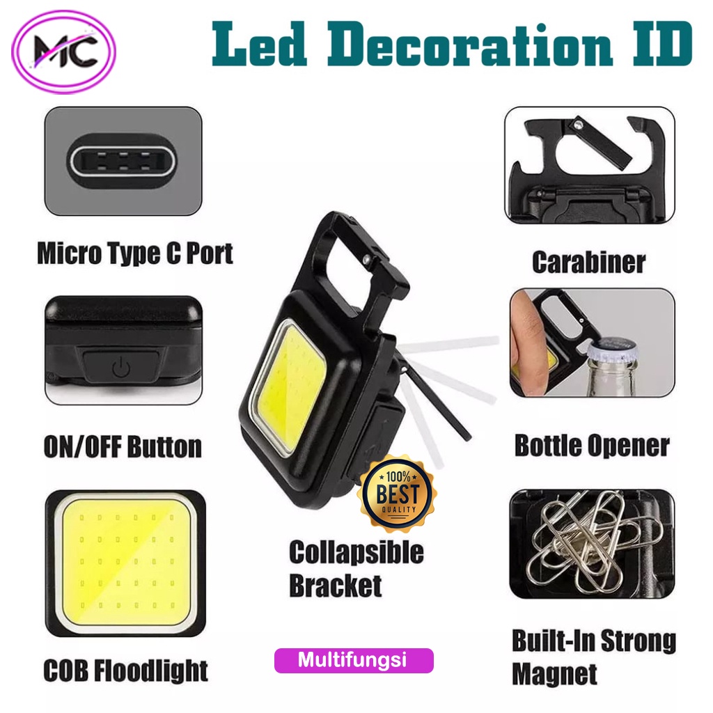 Lampu Emergency LED Tahan Lama Model Gantungan Kunci Lampu Survival Serbaguna Lampu Outdoor Camping Lampu COB Darurat Anti Air