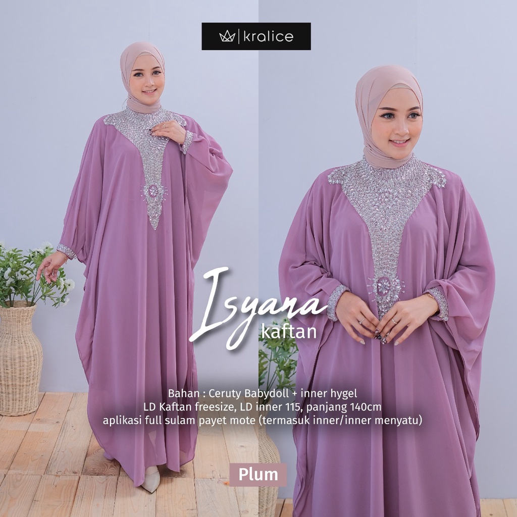 KAFTAN ISYANA kaftan jumbo motif payet original hamisha kaftan lebaran kaftan pesta
