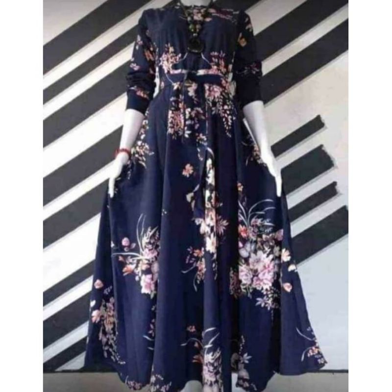 Gamis Katun Motif Bunga Sakura Premium Dewasa