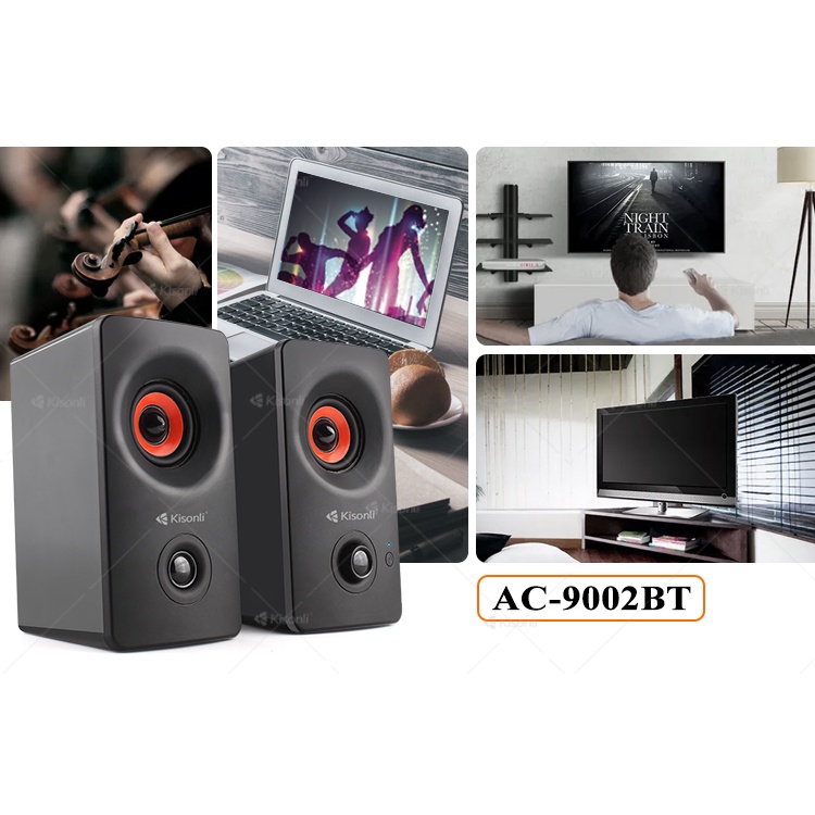 Speaker Kisonli Bluetooth Komputer/Laptop AC-9002BT Stereo Support Wireless Connection Super Bass - XOBOX