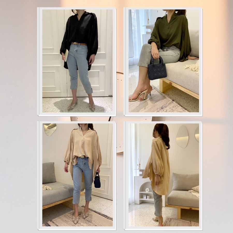 [SALE CUCI GUDAN] Blouse Polos Korea Look - Blouse Bangkok - Baju bangkok - Kemeja Polos - Kemeja Kerja