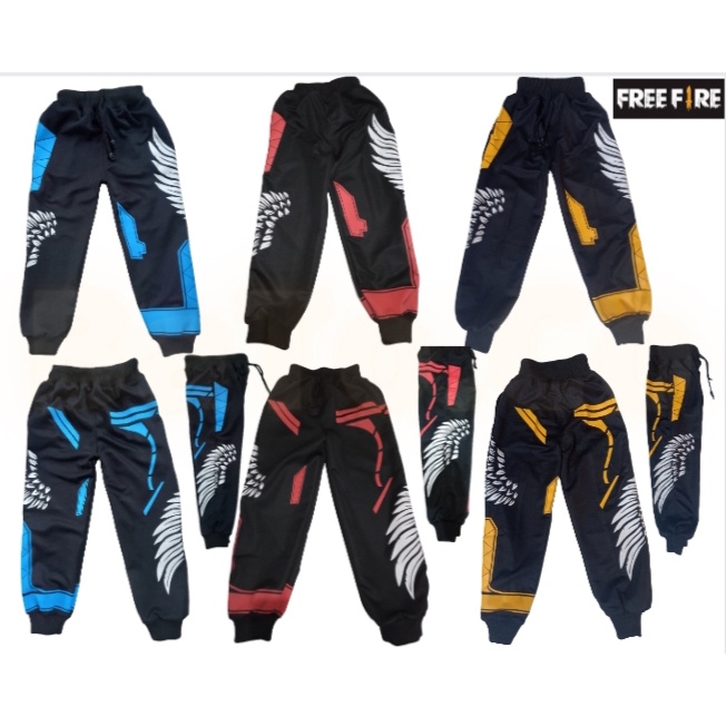 RB celana panjang traning angel calca free fire biru/merah/kuning/hijau anak dan remaja