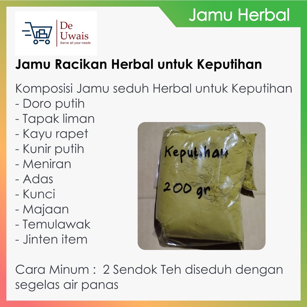 

Jamu Bubuk Seduh Racikan Berbagai Bahan Herbal Untuk Keputihan