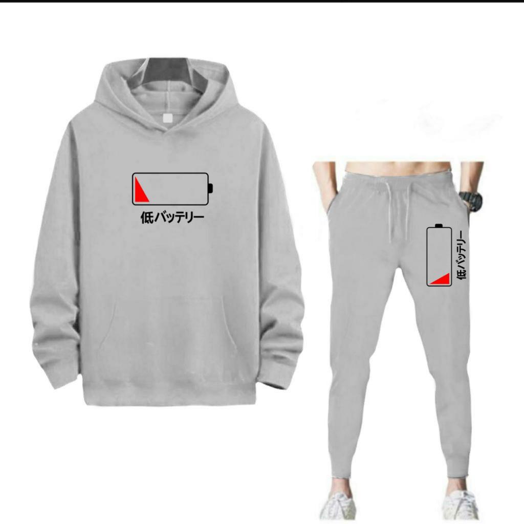 SETELAN PRIA HOODIE MODEL LOW BATTERY DAN CELANA JOGGER MURAH TERLARIS