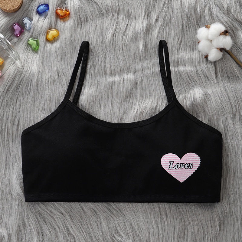 GO!BR1081 BH Bra Sport Wanita Sexy Tanpa Kawat Motif Loves Pakaian Dalam Sport Bralette Tali Import