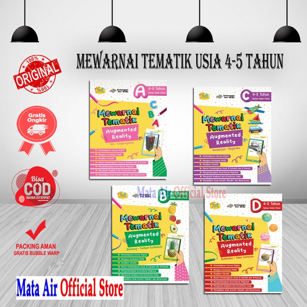 ORIGINAL MEWARNAI TEMATIK AUGMENTED REALITY USIA 4-5 TAHUN - ERLANGGA FOR KIDS