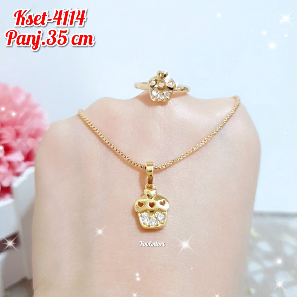 SET KALUNG ANAK MOTIF KARTUN GRATIS CINCIN ANAK PERHIASAN XUPING/UNICORN/COD