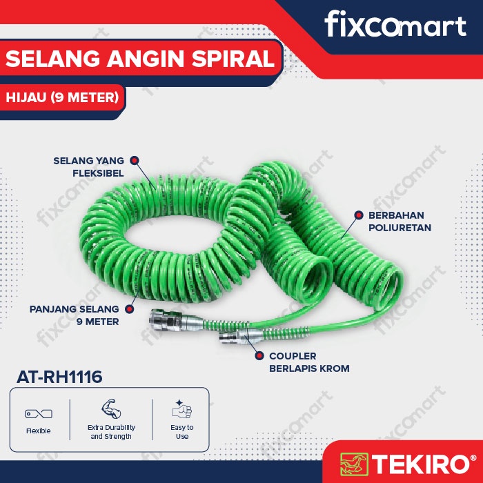 Tekiro Selang Kompresor 9 M (5X8 Mm) / Tekiro Recoil Hose Hijau