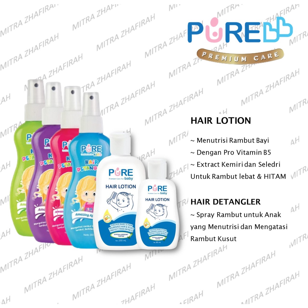 ✅MZ✅ PURE Baby Hair Lotion | PURE Kids Hair Detangler 200ml | Minyak Rambut Bayi untuk Penebal dan Penyubur Rambut