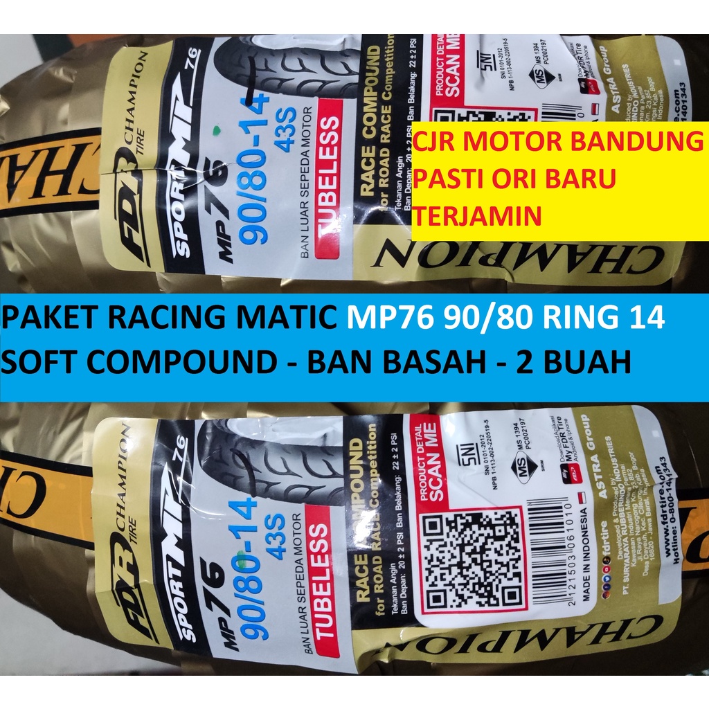 PAKET SEPASANG FDR Sport MP76 90/80 Ring 14 ban basah soft compound balap racing