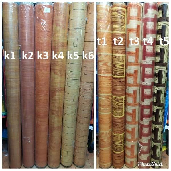Karpet Lantai Plastik Vinyl Per Rol Motif Kayu Alas Taplak Meja Perlak