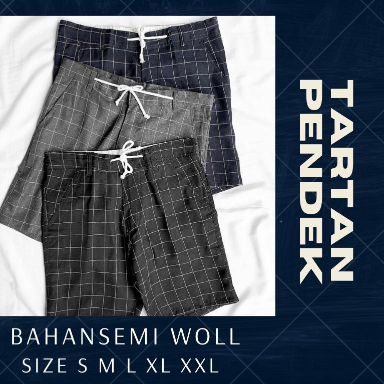 MENARIK CELANA PENDEK Pria TAN kekinian terlaris distro bahan premium yang lagi hits motif kotak 2 d