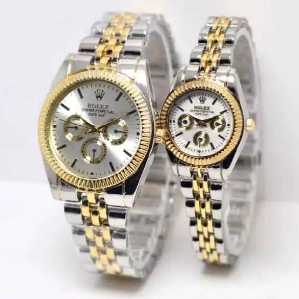 bwc77 Jam Tangan Couple Rolex Konbinasi Strap Rantai (Dikirim Dari Jakarta) Asli / ori(sinal)