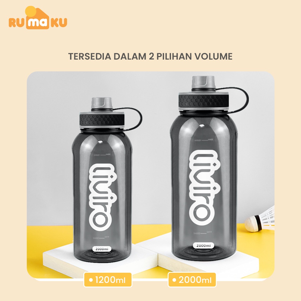 Rumaku Botol Minum Signature Besar Jumbo Sporty 1500 ml dan 2000 ml Silicone Cap Handle Premium