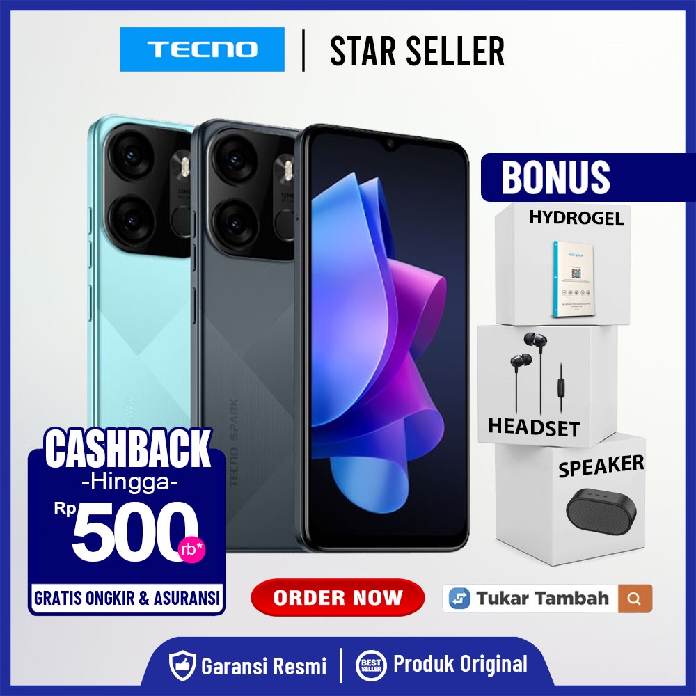 Tecno Spark Go 2023 4/64GB Garansi Resmi Techno Tecno Spark Go 4 GB 64 GB