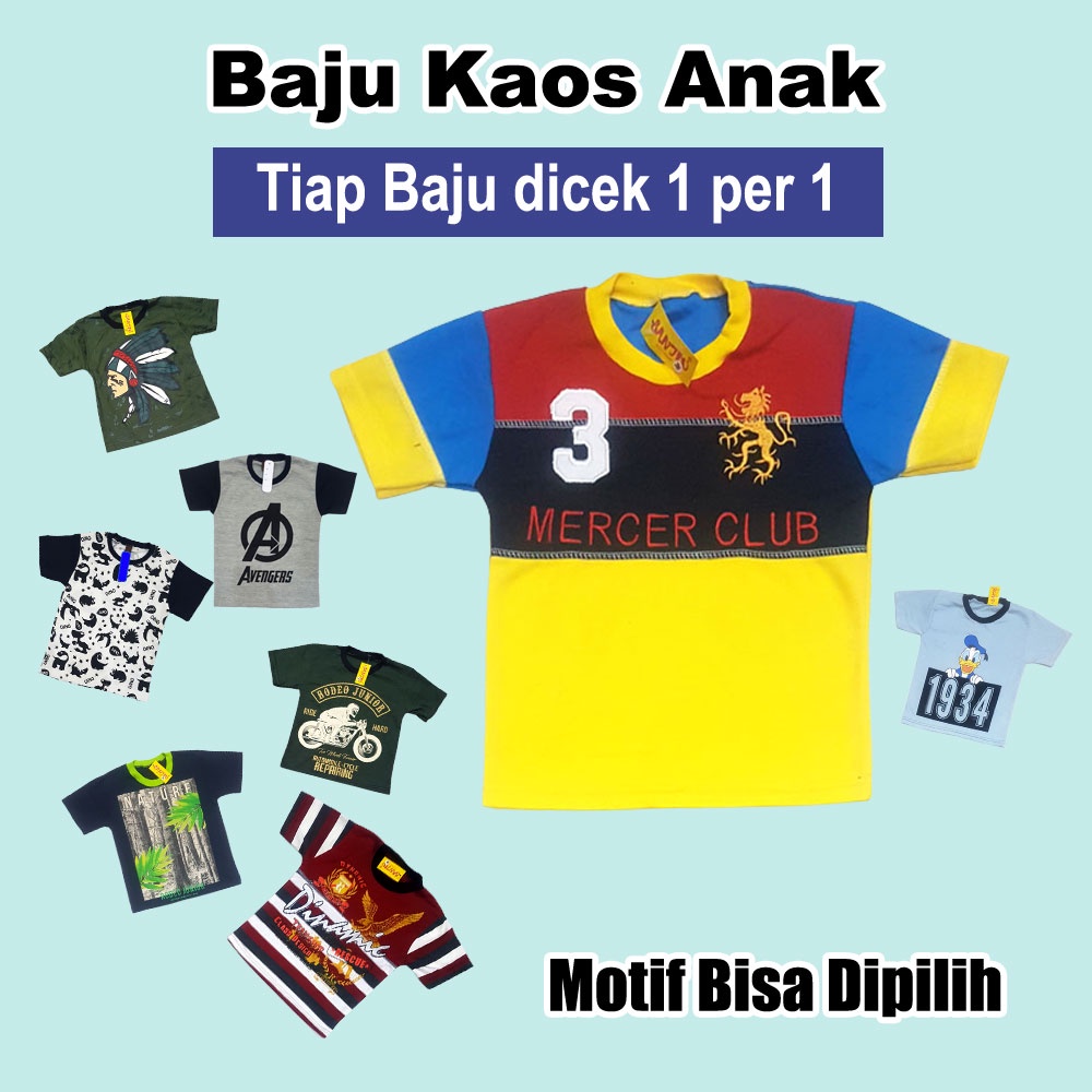 Kaos Anak Sablon (L) Bahan Katun, Kaos Harian Anak