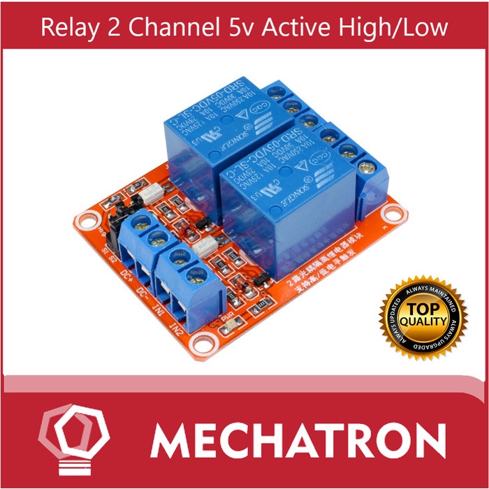 Terlaris Relay 2 Channel 5V Active High Low Trigger Dc Opto-Isolator 2Ch
