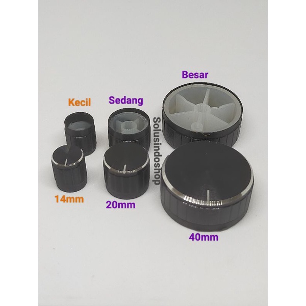 Knop Potensio Aluminium Hitam 14mm 20mm 40mm / Knop Potensio Alloy Kecil Sedang Besar / Knop potensi