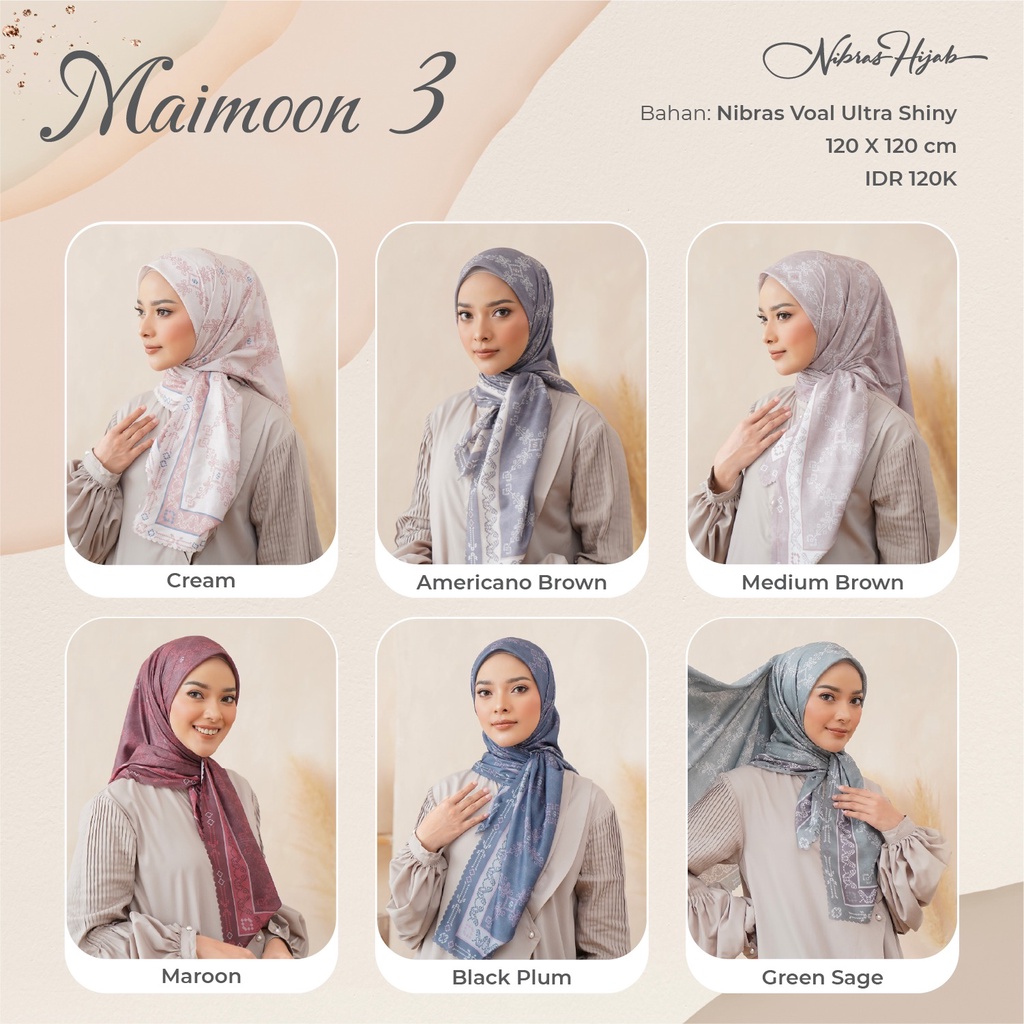 New Collection Nibras Hijab Nusantara Scarves MAIMOON 3 SERIES Jilbab Segiempat Motif Modern Kekinian by NBRS Hijab