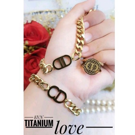 Titanium Set Perhiasan Wanita Gold Terbaru Import Awet Anti Karat 903a3