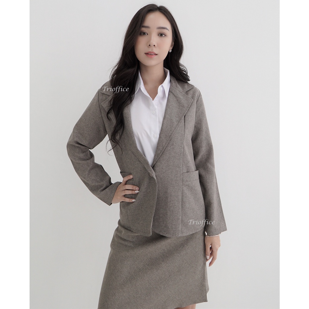 Blazer Wanita Formal Casual Bahan Katun Premium