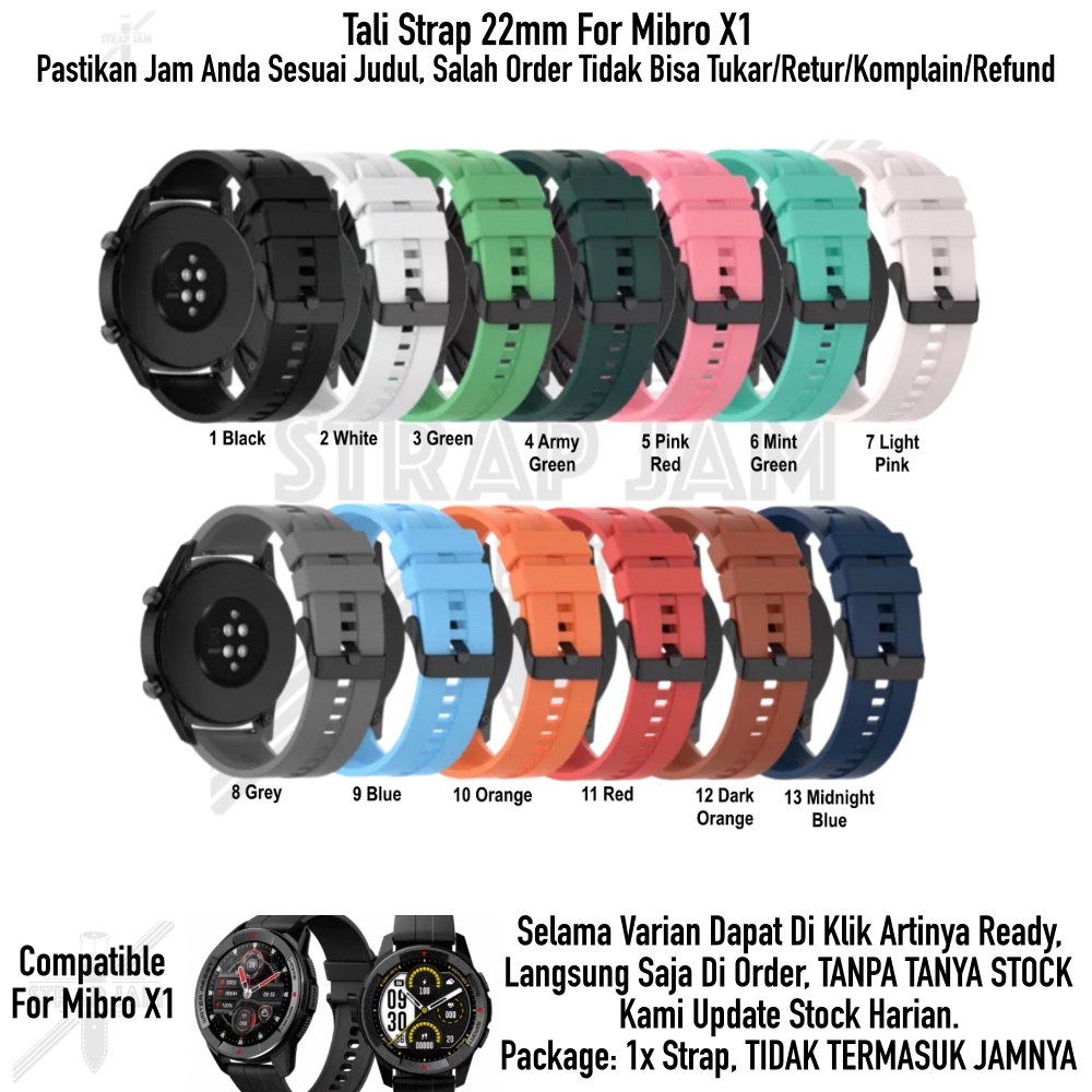 T2E 22mm Strap Smartwatch Mibro X1 - Tali Jam Pria Karet Rubber