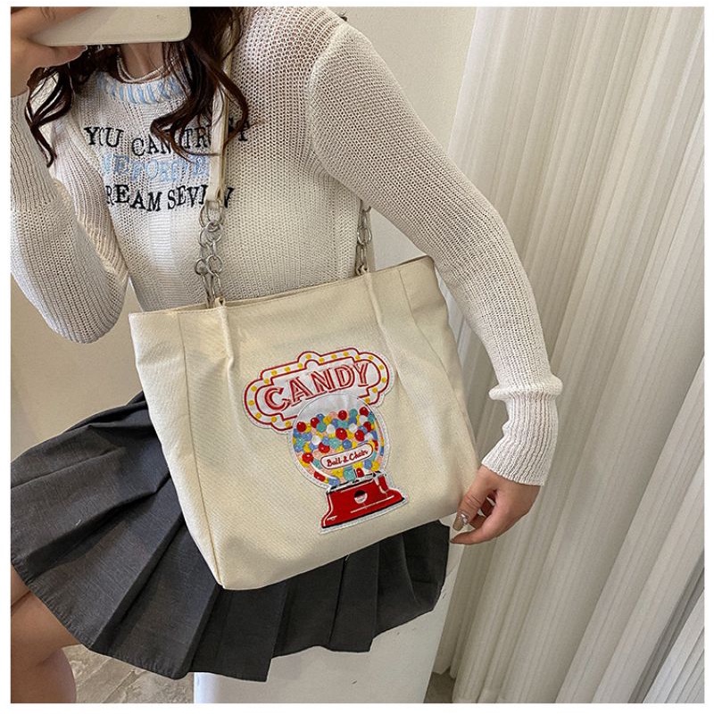 ToteBag Tas Kanvas Fashion Wanita Kuliah Casual Hangout TW231