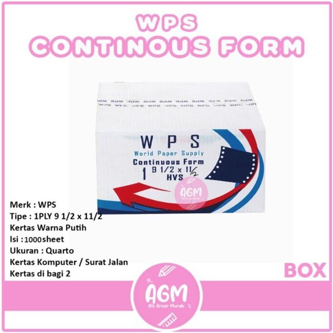 

Wps Continous Form 1 Ply 9 1/2 X 11/2 Hvs Ukuran Quarto - Per Box